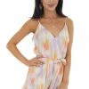 Lush Clothing Colorful Printed Surplice Sleeveless Romper Dresses