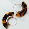 Noir Jewelry Accessories Copper Resin Tortoise Shell Fan Hoop Earrings
