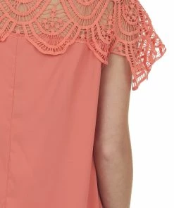 BiBi Coral Crochet Lace Yoke Woven Shift Dress Dresses 17 BiBi Coral Crochet Lace Yoke Woven Shift Dress Dresses