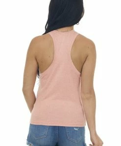 HYFVE Coral Melange Racerback Knit Tank Top