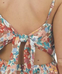 Sweet Lemon Coral Multi Floral Overlap Short Ruffle Dress