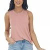 HYFVE Tops Coral Pink Lightweight Soft Knit Tank Top 2 HYFVE Tops Coral Pink Lightweight Soft Knit Tank Top