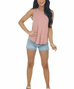 HYFVE Tops Coral Pink Lightweight Soft Knit Tank Top