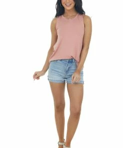 HYFVE Tops Coral Pink Lightweight Soft Knit Tank Top
