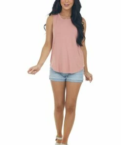 HYFVE Tops Coral Pink Lightweight Soft Knit Tank Top