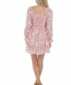 Jodifl Coral Printed Smocked Tiered Ruffle Dress Dresses 21 Jodifl Coral Printed Smocked Tiered Ruffle Dress Dresses