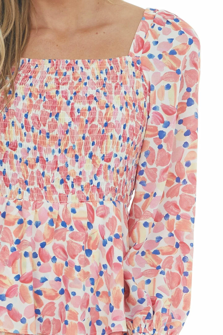 Jodifl Coral Printed Smocked Tiered Ruffle Dress Dresses 10 Jodifl Coral Printed Smocked Tiered Ruffle Dress Dresses