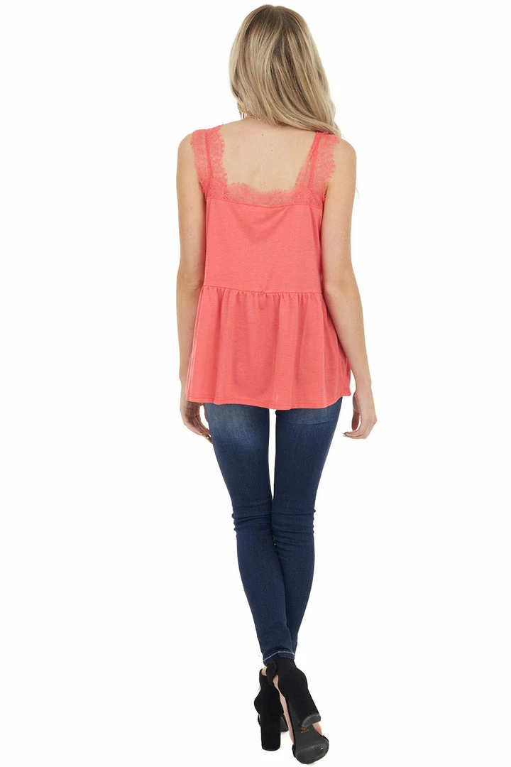 Hailey & Co Coral Sleeveless Drop Waist Top With Eyelash Lace Straps Tops 8 Hailey & Co Coral Sleeveless Drop Waist Top With Eyelash Lace Straps Tops