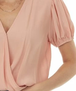 Heyson Coral Surplice Short Puff Sleeve Woven Bodysuit 13 Heyson Coral Surplice Short Puff Sleeve Woven Bodysuit