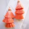Urbanista Accessories Coral Three Tier Tassel Dangle Hook Earrings