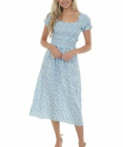 Lush Clothing Cornflower Blue Floral Off Shoulder Midi Dress Dresses 10 Lush Clothing Cornflower Blue Floral Off Shoulder Midi Dress Dresses