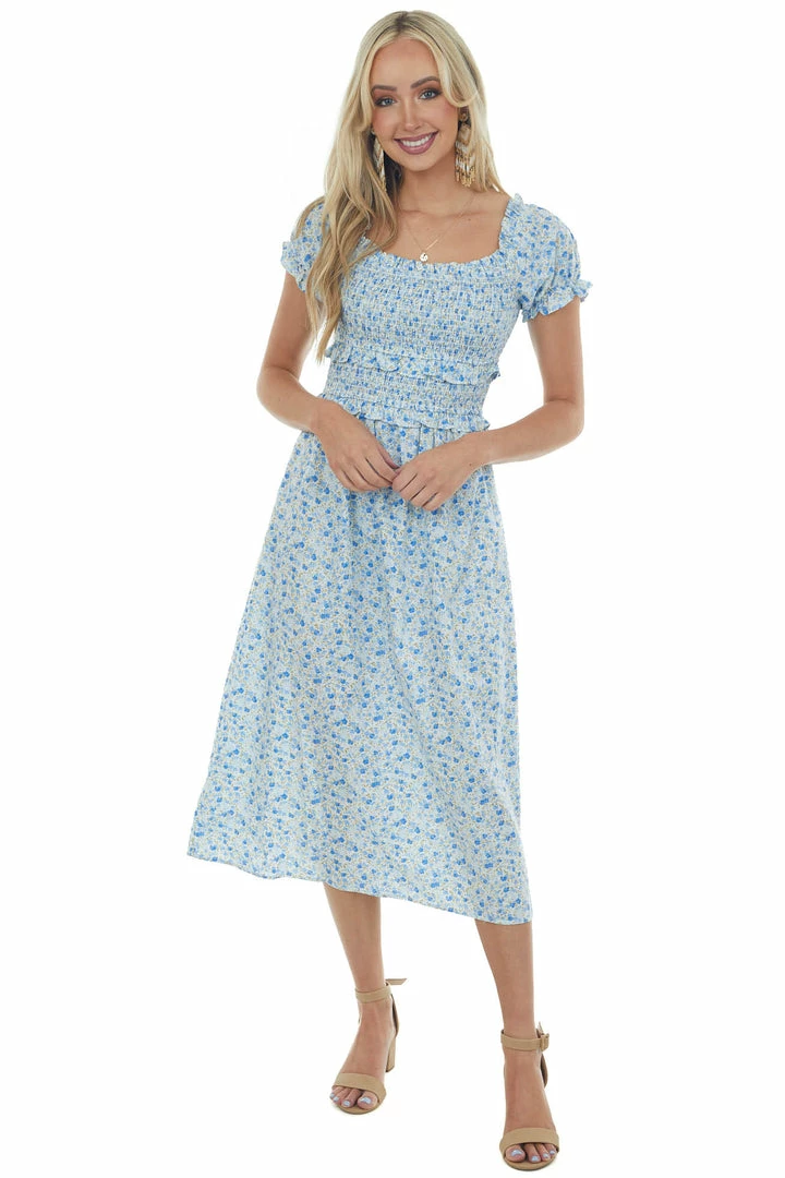 Lush Clothing Cornflower Blue Floral Off Shoulder Midi Dress Dresses 5 Lush Clothing Cornflower Blue Floral Off Shoulder Midi Dress Dresses