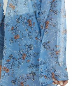 Peach Love Tops Cornflower Floral Print Long Sleeve Kimono