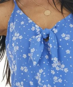 Lush Clothing Cornflower Floral Print Sleeveless Blouse With Tie Detail Tops 24 Lush Clothing Cornflower Floral Print Sleeveless Blouse With Tie Detail Tops