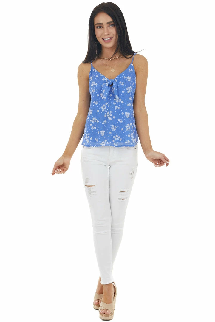Lush Clothing Cornflower Floral Print Sleeveless Blouse With Tie Detail Tops 4 Lush Clothing Cornflower Floral Print Sleeveless Blouse With Tie Detail Tops