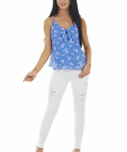 Lush Clothing Cornflower Floral Print Sleeveless Blouse With Tie Detail Tops 21 Lush Clothing Cornflower Floral Print Sleeveless Blouse With Tie Detail Tops