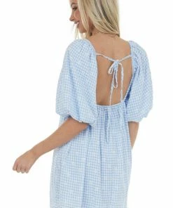 Sweet Lemon Dresses Cornflower Gingham Ditsy Floral Babydoll Dress