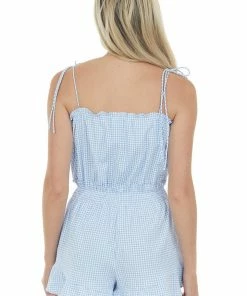 HYFVE Dresses Cornflower Gingham Sleeveless Woven Romper