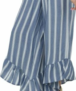 ANGIE Dresses Cornflower Striped Strapless Smocked Jumpsuit