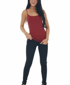 Nikibiki Tops Cranberry Seamless Long Cami Slip Tank 21 Nikibiki Tops Cranberry Seamless Long Cami Slip Tank
