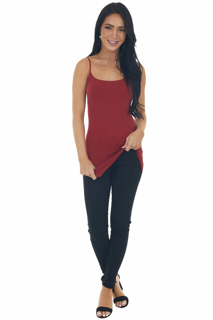 Nikibiki Tops Cranberry Seamless Long Cami Slip Tank 7 Nikibiki Tops Cranberry Seamless Long Cami Slip Tank