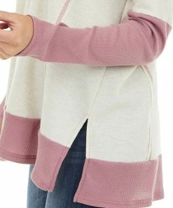 First Love Cream And Mauve Contrast Waffle Knit V Neck Top 25 First Love Cream And Mauve Contrast Waffle Knit V Neck Top