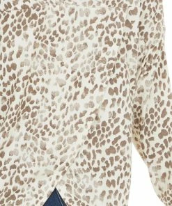 First Love Cream And Taupe Leopard Print Open Back Oversized Top Tops