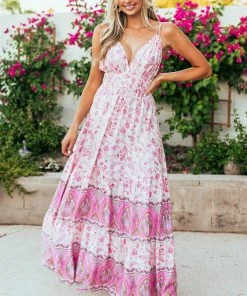 Aakaa Cream Bohemian Printed Sleeveless Maxi Dress Maxi Dresses