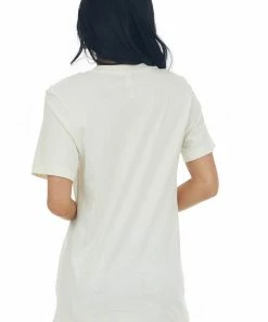 Blume+Co Tops Cream Coffee Smiley Face Graphic Knit Tee