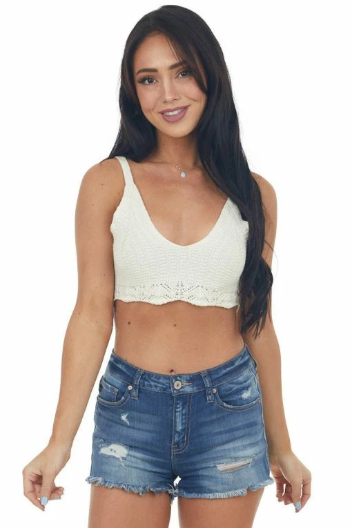 HYFVE Cream Crocheted Scalloped Hem V Neck Bralette 16 HYFVE Cream Crocheted Scalloped Hem V Neck Bralette