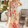 Flying Tomato Cream Floral Print Sleeveless Tiered Maxi Dress Dresses