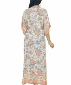 Ces Femme Cream Floral Print Tie Waist Duster Kimono