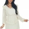 143 Story Cream Long Sleeve Ruffle Swiss Dot Dress