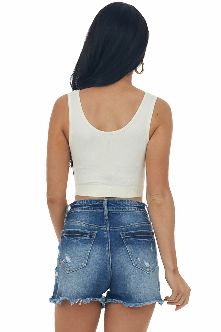 By Together Tops Cream Ribbed Knit Notch Neck Cropped Tank Top 7 By Together Tops Cream Ribbed Knit Notch Neck Cropped Tank Top