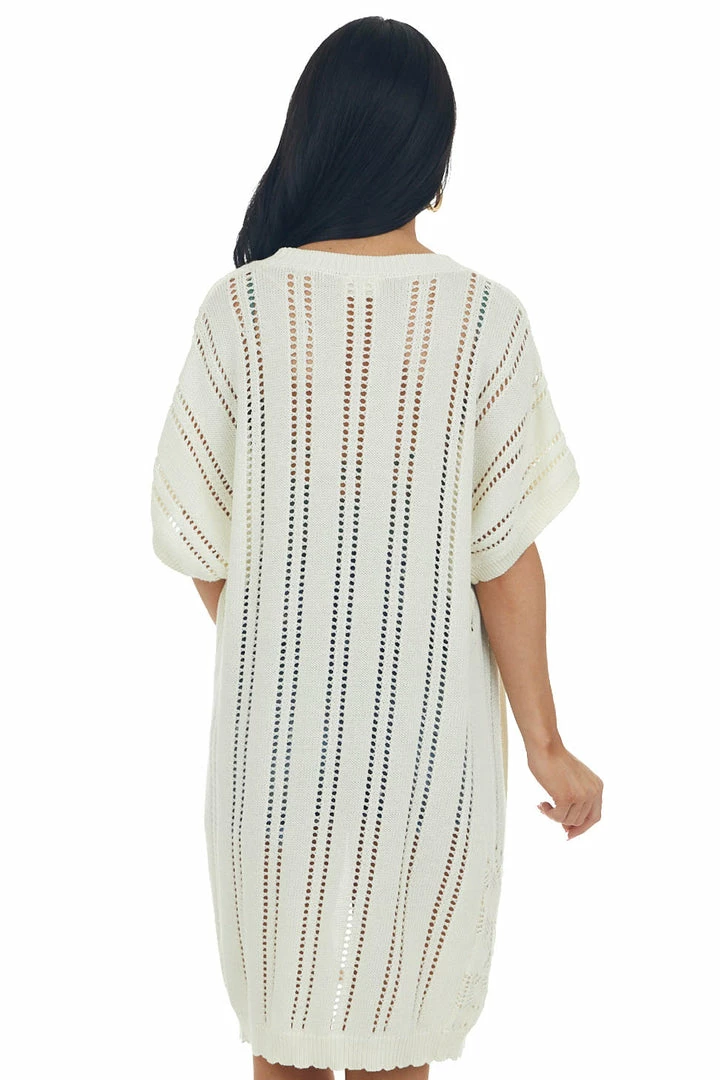 143 Story Cream Short Sleeve Pointelle Cutout Cardigan Tops 7 143 Story Cream Short Sleeve Pointelle Cutout Cardigan Tops