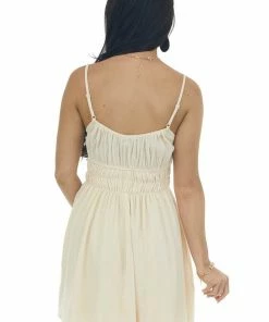 HYFVE Cream Sleeveless Ruched Waist Mini Dress Dresses 13 HYFVE Cream Sleeveless Ruched Waist Mini Dress Dresses