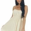 HYFVE Cream Sleeveless Ruched Waist Mini Dress Dresses
