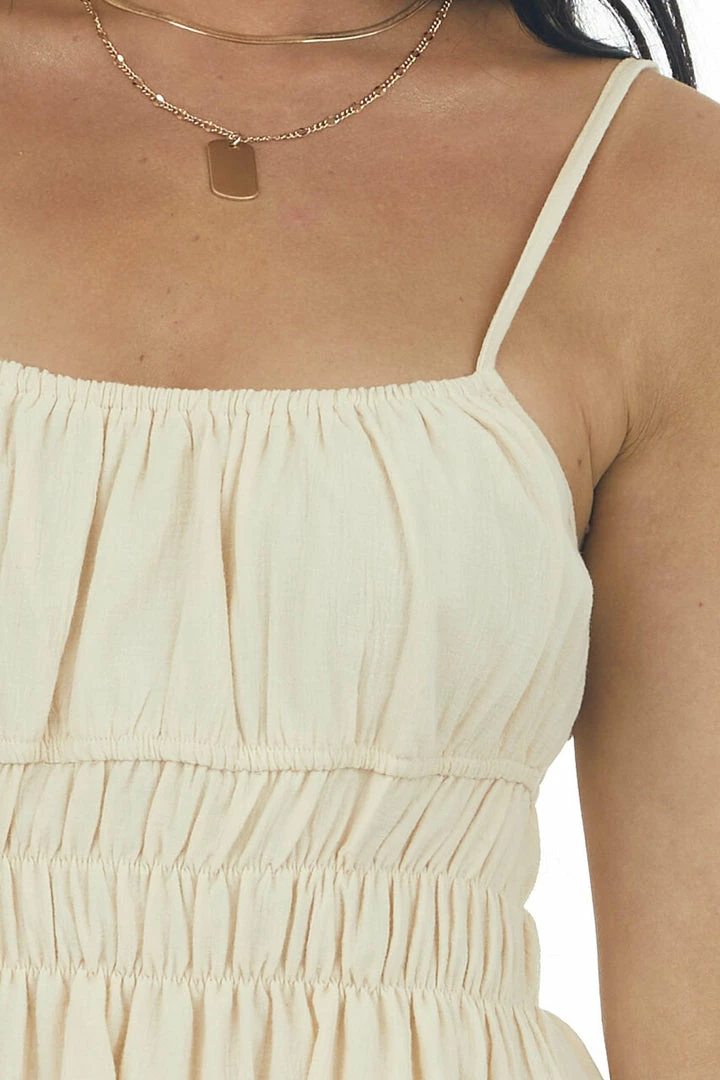 HYFVE Cream Sleeveless Ruched Waist Mini Dress Dresses 8 HYFVE Cream Sleeveless Ruched Waist Mini Dress Dresses