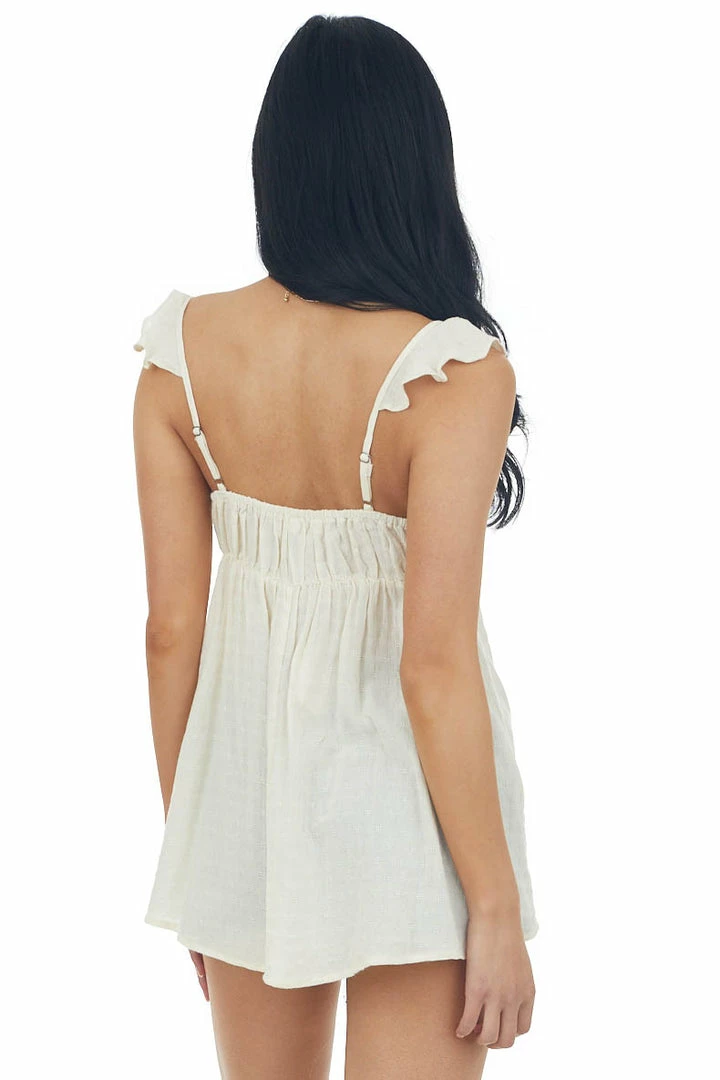 Umgee Cream Sweetheart Neckline Woven Tank Top Tops 7 Umgee Cream Sweetheart Neckline Woven Tank Top Tops