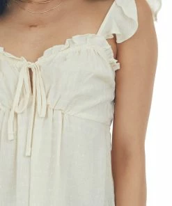 Umgee Cream Sweetheart Neckline Woven Tank Top Tops 13 Umgee Cream Sweetheart Neckline Woven Tank Top Tops