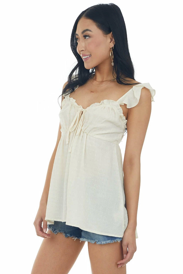 Umgee Cream Sweetheart Neckline Woven Tank Top Tops 6 Umgee Cream Sweetheart Neckline Woven Tank Top Tops