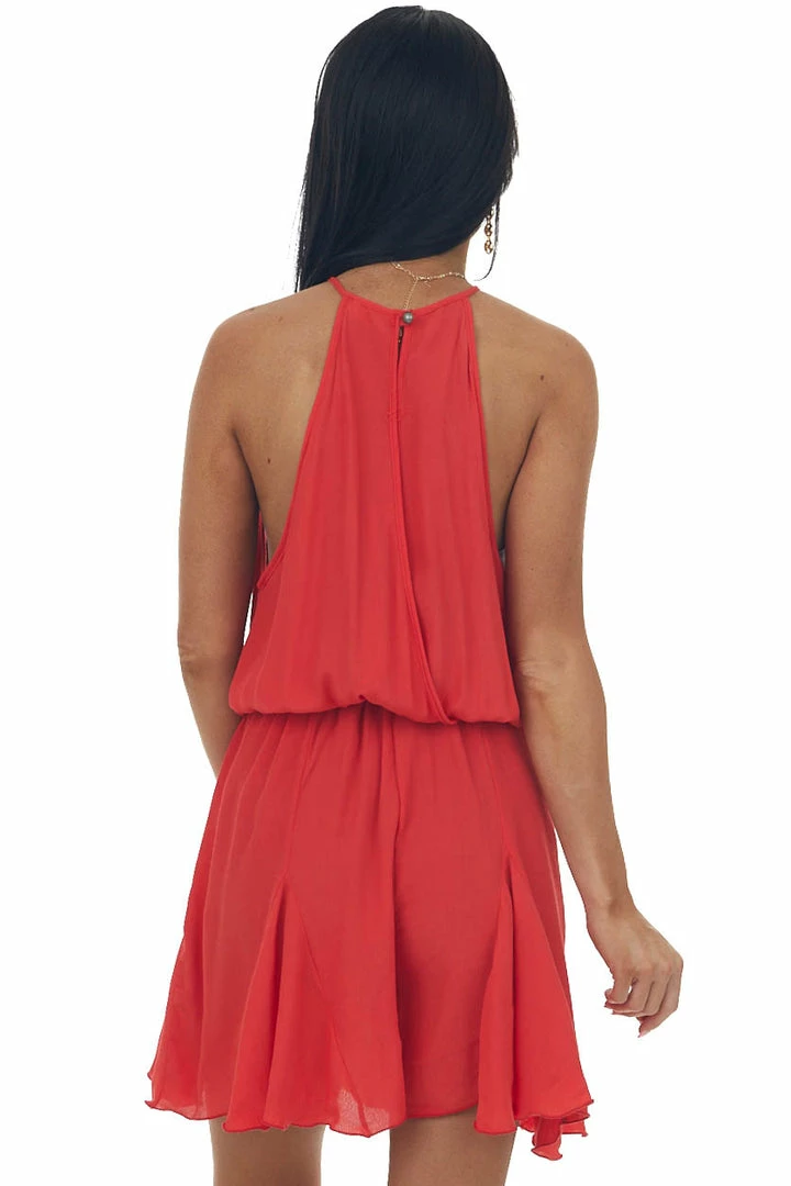 Haptics Dresses Crimson Halter Neck Elastic Waist Woven Romper 7 Haptics Dresses Crimson Halter Neck Elastic Waist Woven Romper