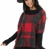 First Love Crimson And Charcoal Buffalo Plaid Long Sleeve Oversized Top