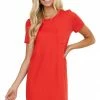 Entro Crimson Short Sleeve Soft Knit Mini Dress With Chest Pocket Dresses