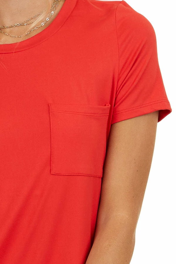 Entro Crimson Short Sleeve Soft Knit Mini Dress With Chest Pocket Dresses 10 Entro Crimson Short Sleeve Soft Knit Mini Dress With Chest Pocket Dresses