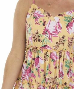 Umgee Daffodil Floral Ruffle Tiered Short Dress Dresses