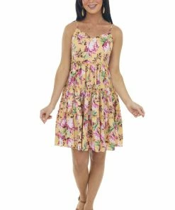 Umgee Daffodil Floral Ruffle Tiered Short Dress Dresses