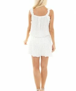 Hem & Thread Tops Daisy White Polka Dot Tank Top With Ruffle Details And Tie 24 Hem & Thread Tops Daisy White Polka Dot Tank Top With Ruffle Details And Tie