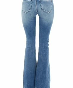 American Fit Dark Acid Wash High Rise Heavy Distressed Bell Bottom Jeans Bottoms