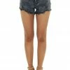 KanCan Dark Acid Wash High Rise Shorts With Black Frayed Hem Bottoms